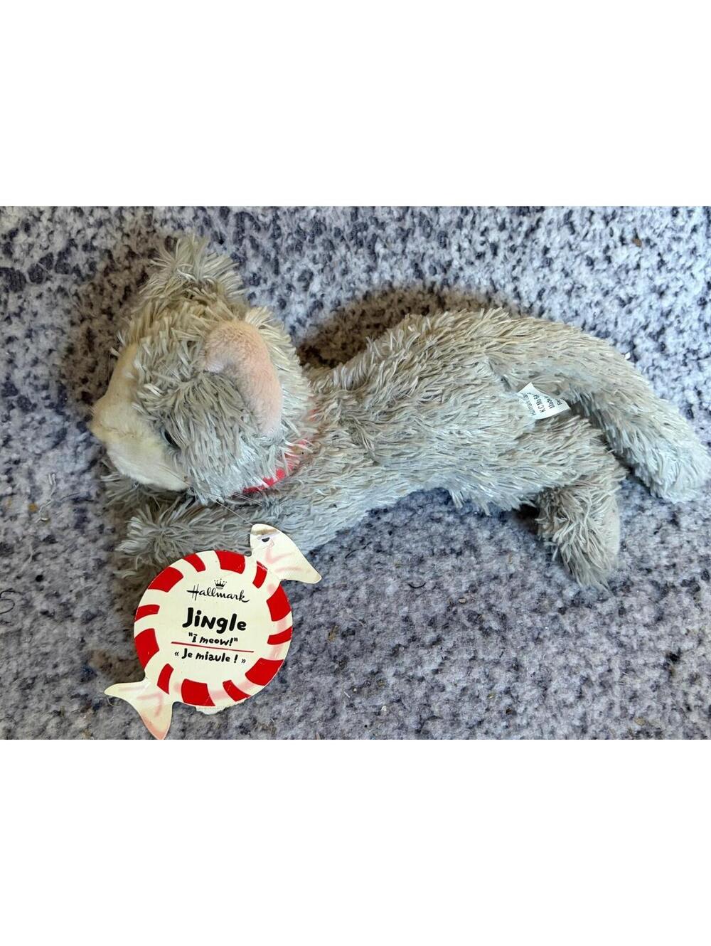Plush Hallmark Gray Kitten Cat Jingles Stuffed Animal "I Meow!"